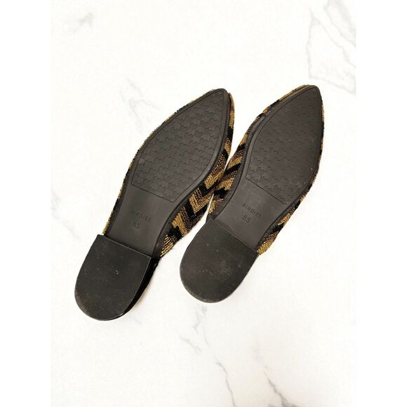 Birdies The Swan Deco Chevron Black & Gold Mules Slides Sz 8.5 - Picture 3 of 5